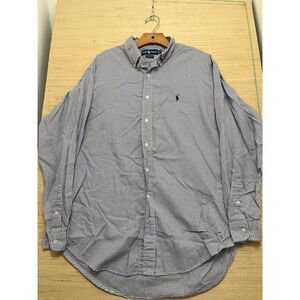 Ralph Lauren Shirt Mens 16.5 34/35 Blue White Check Yarmouth Button Down Classic